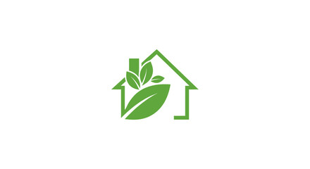 Eco-friendly home green leaves in house outline.