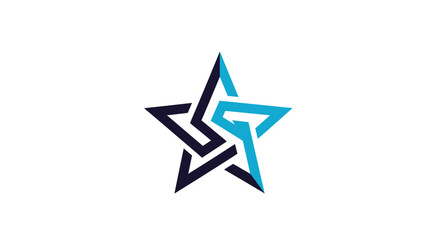 Modern Star Logo Design with Interlocking Geometric Shapes in Blue and Black.