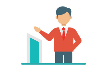 Obraz premium Presentation illustration showcasing business communication with an anonymous person giving speech