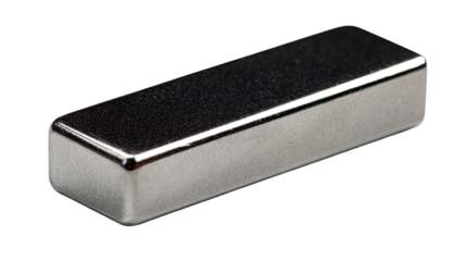 Rectangular magnet, studio shot, black background, industrial use