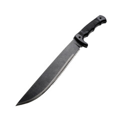 Fototapeta premium Black machete studio shot, dark background, survival tool