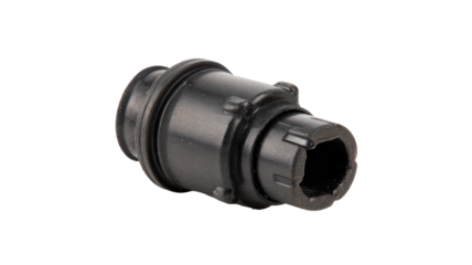 Black plastic connector, studio shot, industrial background, plumbing part