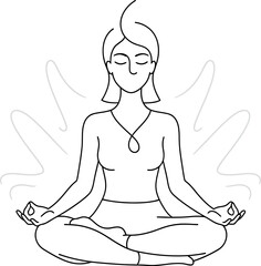 Serene meditative pose illustration offering calmness and mindfulness simplicity vector line art