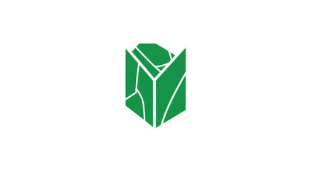 Fototapeta premium Geometric green rose logo design for branding and visual identity.