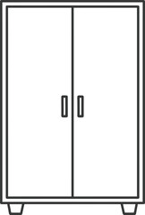 Minimalist wardrobe line drawing showcasing simple geometric form and clean outline style design