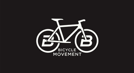 Fototapeta premium Bicycle Logo Design Simple White Bike on Black.