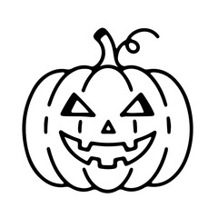 halloween pumpkin head line vector illustration svg 