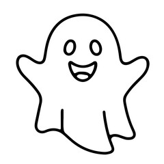 funny cartoon ghost line vector illustration svg 
