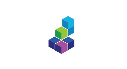 Colorful 3D Cubes Abstract Geometric Logo Design.