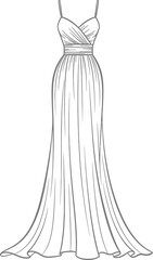 Elegant gown sketch showcasing flowing lines and sophisticated design details for fashion concept