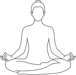 Minimalist yoga illustration depicting a figure in meditation fostering mindfulness and wellness