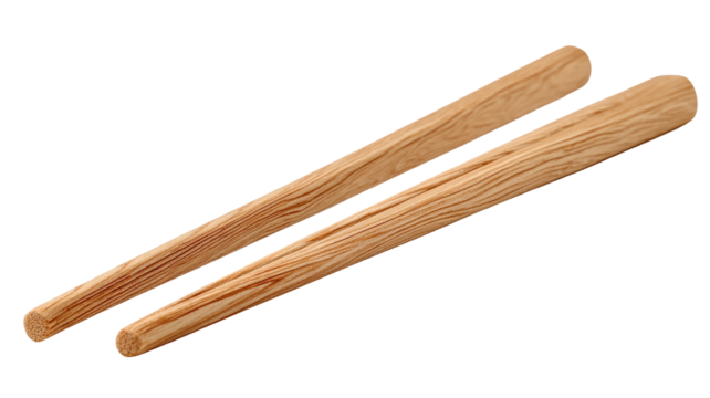 Two parallel, light-brown wooden paddles or spatulas.  The wood grain is visible.  They are slightly curved, angled, and appear to be a uniform thickness
