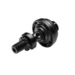 Black metal ball joint studio shot, industrial background