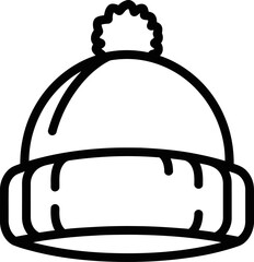 Stylized winter hat icon with pompom for warm fashion and seasonal design simplicity