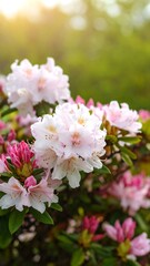 Close-up of beautiful pink and white azaleas