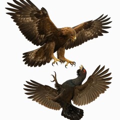 Obraz premium Eagle fighting in air with a prey 