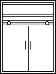 Simple minimalist illustration of a closet with shutter doors and subtle design detailing forming