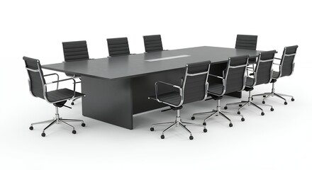Modern conference room table and chairs in an office setting