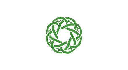 Green Celtic Knot Wreath Abstract Symbol Design.