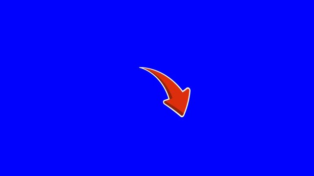 Dynamic orange arrow curves downwards indicating trend or movement against vibrant blue background, perfect for data visualization or directional cues