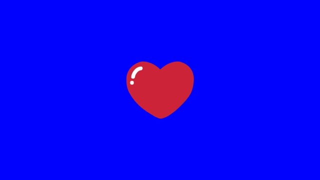 Vibrant red heart pulsates with life against a striking electric blue background, conveying love, passion, and energetic emotion in a dynamic animated sequence