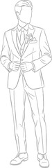 Elegantly dressed man illustration in a tailored suit perfect for formal occasion artwork