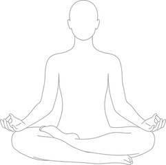 Minimalist line art illustration of a person meditating in the lotus position for wellness