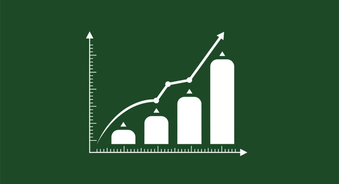 Visualizing business growth and upward trends with a line and bar graph.