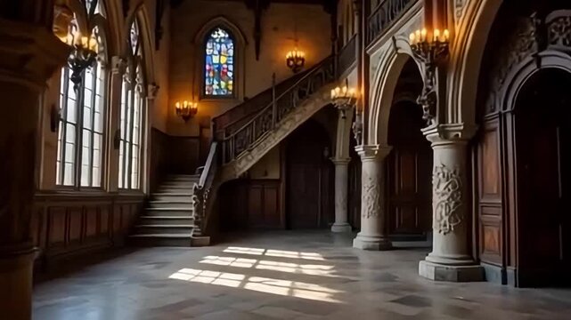 a walk through a beautiful gothic castle, gothic palace