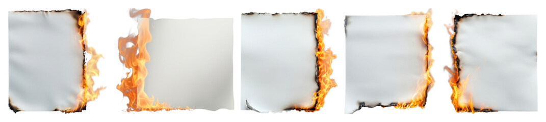 PNG Burning paper edges sequence, element set on transparent background
