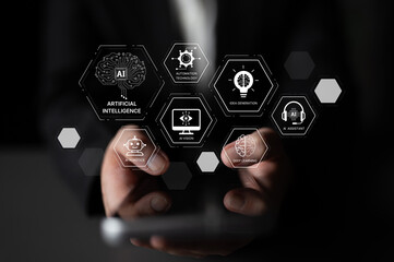 AI learning system involves deep learning, supervised machine learning, and natural language processing. AI learning diagram shows how AI advances learn in automation and data processing. Spline