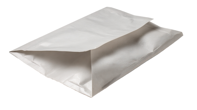 White paper mail packaging, studio shot, blank background, e-commerce