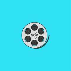 Film reel icon logo flat vector design