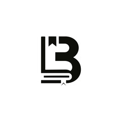 Letter B with bookmark, Typography icon logo flat vector design
