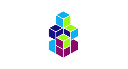 Obraz premium Colorful 3D Cubes Abstract Geometric Structure.