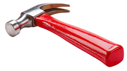 Red claw hammer isolated, DIY project, tool, background