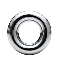 Chrome grommet, close-up, studio shot, black background, craft supply