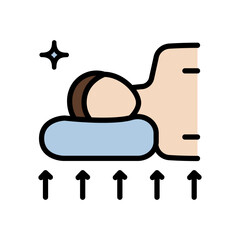 Orthopedic memory foam pillow color icon. Quality pillow materials variety for comfort and durability cutting edge technology. Isolated on white background simple vector illustration.