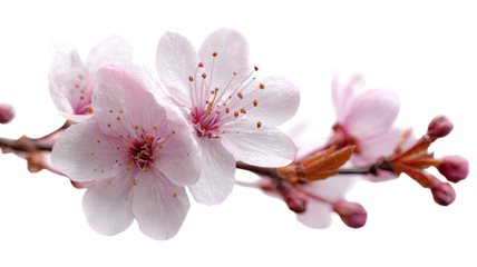 Close-up of delicate pink blossoms on a branch