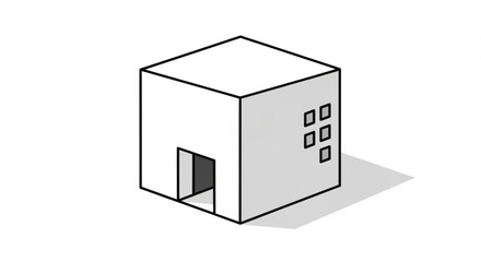 Isometric cube building vector illustration with door and windows for architecture design concept use 3d art