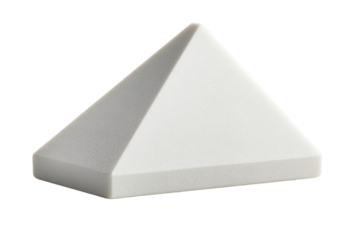White triangular prism, studio shot, clean background, architectural model
