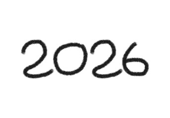Handwritten number 2026 isolated on transparent background