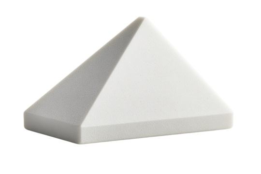 White triangular prism, studio shot, clean background, architectural model