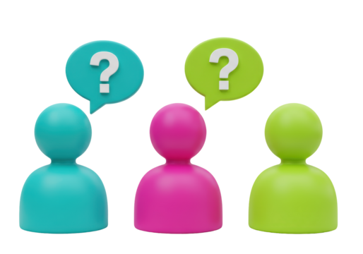 Isolated three people looking for solutions, having questions, asking for answers now