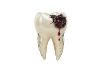 Isolated tooth decay close-up 3D rendering, painful cavities and oral hygiene issues