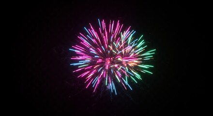 Colorful firework burst displaying vibrant colors against a dark background