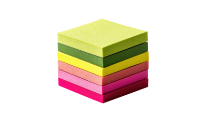 Stacked colorful sticky notes forming a cube