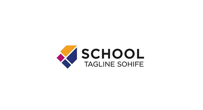 A school logo featuring a geometric design with the word school and tagline sohife text ai generated