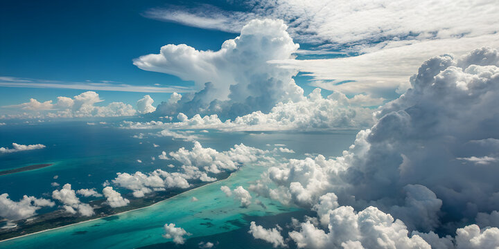 aerial view of clouds over the mountains - Powered by Adobe