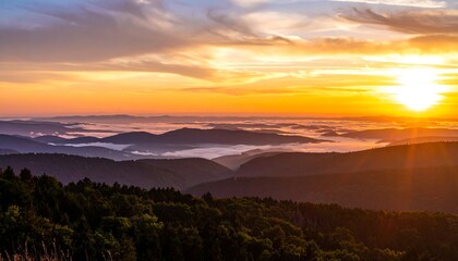 Panoramic sunrise over a mountain range